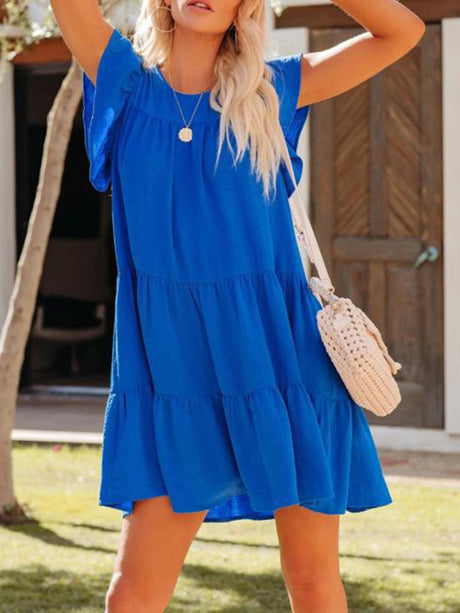 Women's Solid Color Tiered Mini Dress