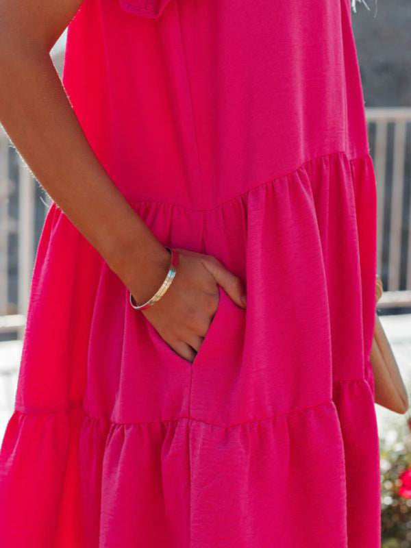 Women's Solid Color Tiered Mini Dress