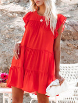 Women's Solid Color Tiered Mini Dress