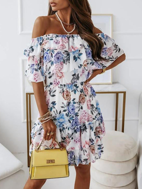 Women's Floral Ruffle Off-the-shoulder Dress
