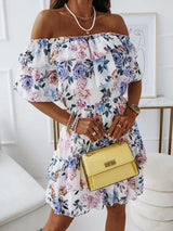 Women's Floral Ruffle Off-the-shoulder Dress