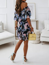 Women's Floral Ruffle Off-the-shoulder Dress