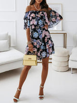 Women's Floral Ruffle Off-the-shoulder Dress