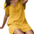 $26.13 Cotton linen solid color loose V-neck short-sleeved dress