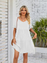 Women's Solid Color V-neck Tiered Ruffle Mini Dress