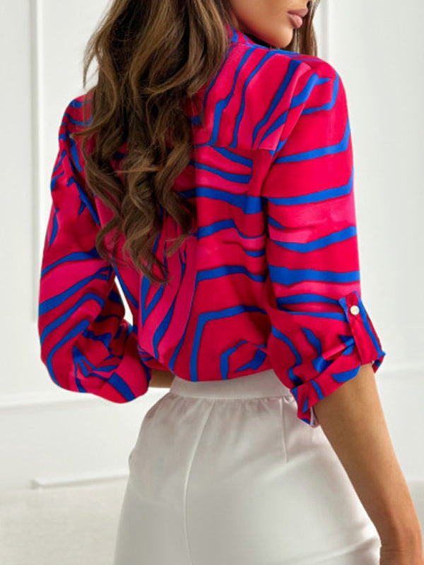 European and American fashion new long sleeve printed shirt women