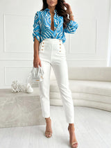 European and American fashion new long sleeve printed shirt women