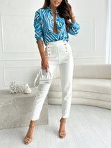 European and American fashion new long sleeve printed shirt women