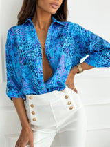 European and American fashion new long sleeve printed shirt women