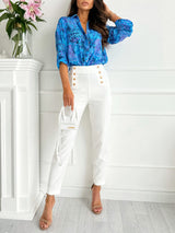 European and American fashion new long sleeve printed shirt women