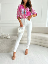 European and American fashion new long sleeve printed shirt women