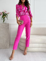 European and American fashion new long sleeve printed shirt women