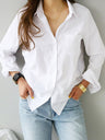 Women's Solid Color Button-up Long-sleeve Shirt