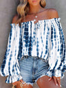 Women's Tie-dyed Tie Front Off-the-shoulder Top