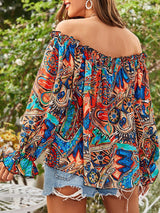 Women's Tie-dyed Tie Front Off-the-shoulder Top