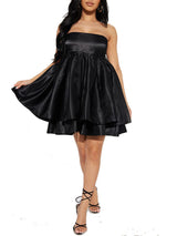 Women's new fashion tube top open back sexy waist tie commuter dress