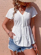 Summer new European and American fashion top casual simple white shirt