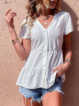 Summer new European and American fashion top casual simple white shirt