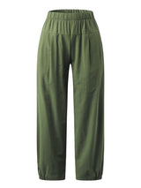 Women's Solid Color Crop Wide-leg Linen Pants