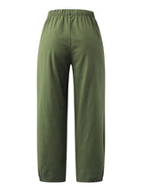 Women's Solid Color Crop Wide-leg Linen Pants