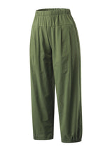 Women's Solid Color Crop Wide-leg Linen Pants