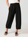 Women's Solid Color Crop Wide-leg Linen Pants
