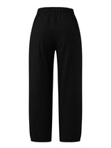 Women's Solid Color Crop Wide-leg Linen Pants