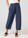 Women's Solid Color Crop Wide-leg Linen Pants