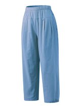 Women's Solid Color Crop Wide-leg Linen Pants