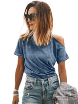 Women's Vintage Asymmetric Off Shoulder Short Sleeve T-Shirt