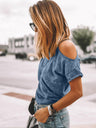Women's Vintage Asymmetric Off Shoulder Short Sleeve T-Shirt