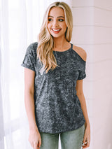 Women's Vintage Asymmetric Off Shoulder Short Sleeve T-Shirt