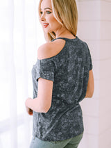 Women's Vintage Asymmetric Off Shoulder Short Sleeve T-Shirt