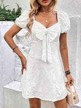 Women's Fairy Dress French Vintage Square Neck White Backless Dress
