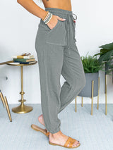 Women's Solid Color High Waist Casual Cropped Pants