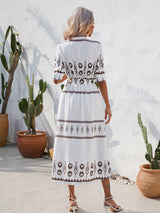 Women's Ethnic Printed Half-Sleeve Midi Dress