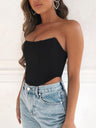 Tube top sexy open back cropped collar slim top