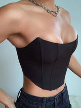 Tube top sexy open back cropped collar slim top