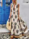 Women's Sleeveless Midi Bohemian Print Dress