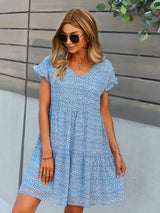 Women's Floral Print Ruffle Knit Dress