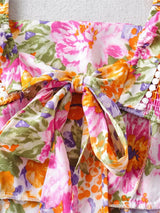 Opulence EmpórionBack tie design sexy backless dress fresh and sweet short skirt popular ruffled print A-line skirt