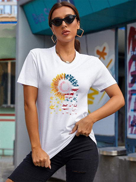 Women's American Flag Sunflower Shirt