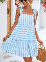 Women's Woven Stripe Stitching Casual Dress