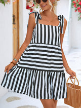 Women's Woven Stripe Stitching Casual Dress
