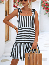 Women's Woven Stripe Stitching Casual Dress