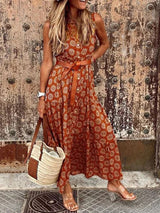 Women's Printed Sleeveless Shirtdress
