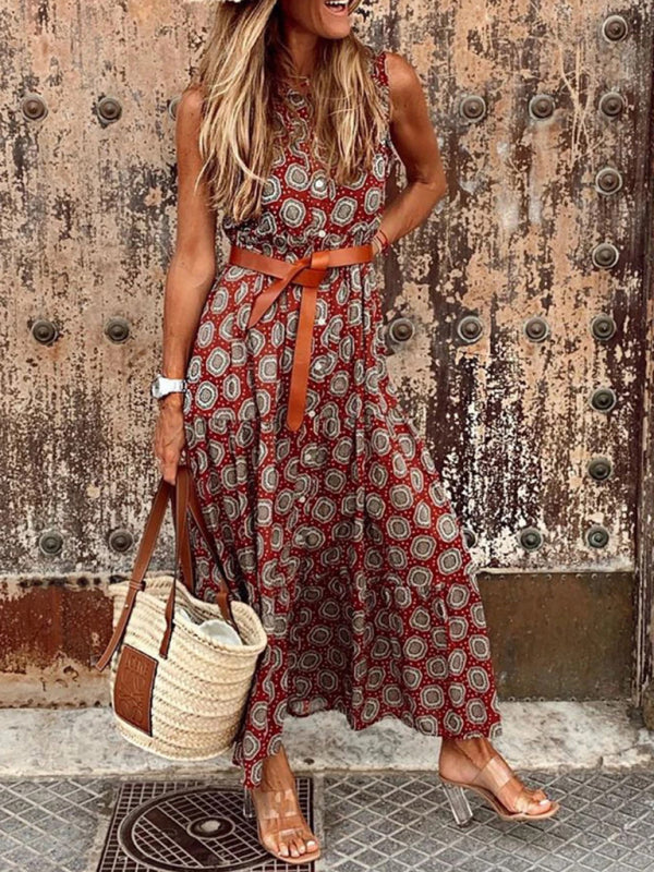 Women's Printed Sleeveless Shirtdress