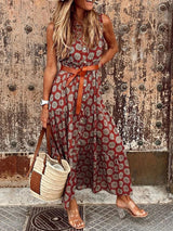 Women's Printed Sleeveless Shirtdress