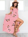 Women's Floral Print Smocked Off-the-shoulder Maxi Dress