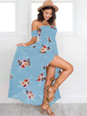 Women's Floral Print Smocked Off-the-shoulder Maxi Dress
